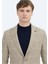 Bej Kareli Shirt Shoulder Slim Fit Yün Karışımlı Ceket 4