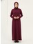 Reglan Kol Contalı Elbise-Bordo 1
