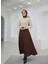 Çıma Detaylı Parçalı Etek-Kahve 1
