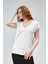 Kadın V Yaka Kısa Kol Düz Basic Tişört 3
