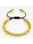 Makrome Örgülü Kapsül Kesim Sarı Beyaz Renkli King Seccer Damla Kehribar Erkek Bileklik 1