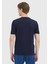 Lacivert Düz Bisiklet Yaka Pamuk Karışımlı T-Shirt 6