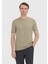 Deve Tüyü Düz Bisiklet Yaka Pamuk Karışımlı T-Shirt 2
