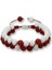 Çift Sıra Makrome Örgülü Küre Kesim Kırmızı Beyaz Jade Akik Doğaltaş Erkek Taraftar Bileklik 1