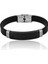 Siyah Silikon ve Çelik Bileşim Siyah Zeminli Isme Özel Yazılı Erkek Bileklik 1