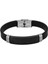 Siyah Silikon ve Çelik Bileşim Siyah Zeminli Isme Özel Yazılı Erkek Bileklik 3