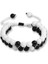 Çift Sıra Makrome Örgülü Küre Kesim Siyah Beyaz Jade Oniks Doğaltaş Erkek Taraftar Bileklik 1