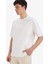 %100 Pamuk Relax Fit Bisiklet Yaka Kısa Kollu Basic Düz Beyaz Tişört D3673AX25SM 11