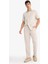 Relax Fit Kısa Paça Keten Görünümlü Beli Bağcıklı Lastikli Cepli Pantolon E4790AX25AU 11