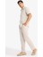 Relax Fit Kısa Paça Keten Görünümlü Beli Bağcıklı Lastikli Cepli Pantolon E4790AX25AU 12