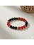 Küre Kesim Kırmızı Siyah Akik Oniks Hematit Doğaltaş Kadın Taraftar Bileklik 4