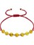 Makrome Örgülü Kırmızı Ipli Dorika Top Süslemeli Sarı Renk Doğal Damla Kehribar Kadın Bileklik 1