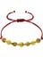 Makrome Örgülü Kırmızı Ipli Dorika Top Süslemeli Sarı Renk Doğal Damla Kehribar Kadın Bileklik 2