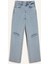 Straight Wide Yırtık Detaylı Yüksek Bel Uzun Jean Yıkamalı Pantolon E8016AX25SM 14