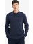 %100 Pamuk Regular Fit Polo Yaka Düğmeli Dokulu Sweatshirt 12