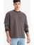 Relax Fit Bisiklet Yaka Çizgili Sweatshirt E9408AX25AU 9
