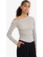 Slim Fit Dar Kesim Tek Omuzlu Bürümcük Uzun Kollu Bluz F3934AX25AU 16