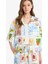 Oversize Geniş Kalıp Meyve Desenli Kısa Kollu Gömlek F2761AX25SM 7