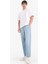 %100 Pamuk Relax Fit Geniş Paça Jean Kar Yıkamalı Pantolon E1376AX25SM 8