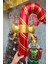 Fiyonklu Kırmızı Gold Baston Şeker Folyo Balon 1