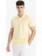 %100 Pamuk Slim Fit Dar Kesim Polo Yaka Kısa Kollu Pamuklu Nakışlı Pike Tişört E2633AX25SM 9