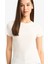 Fitted Bisiklet Yaka Basic Düz Kısa Kollu Beyaz Tişört F3486AXNS 12