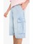 %100 Pamuk Kargo Fit Jean Bermuda Şort F4219AX25SM 16