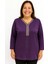 Rahat Kesim V Yaka Mor Anne Kadın Penye Bluz 1