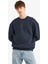 Boxy Fit Bisiklet Yaka İçi Yumuşak Tüylü Baskılı Sweatshirt X8282AZ25AU 11