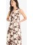 Keten Karışımlı Boyundan Bağlamalı Çiçek Desenli Maxi Elbise 11