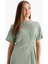 Regular Fit Bisiklet Yaka Basic Düz Bürümcük Kısa Kollu Midi Yazlık Elbise 8