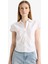 Fitted Poplin Kısa Kollu Beyaz Gömlek F6354AX25HS 15