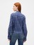 Kadın Mavi Flannel Dar Kesim Ekose Gömlek 3
