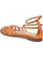 Turuncu Hakiki Deri Kadın Sandalet - K25Y1SN67789-M39 6