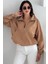 Yarım Fermuarlı Stoperli Camel Renk Yağmurluk 1