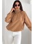 Yarım Fermuarlı Stoperli Camel Renk Yağmurluk 3