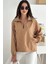 Yarım Fermuarlı Stoperli Camel Renk Yağmurluk 5