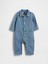 Bebek Mavi Denim Çizgili Utility Tulum 1