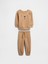 Bebek Koyu Bej Fleece Two-Piece Outfit Set 1