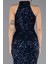 Halter Yaka Midi Pul Payet Abiye Elbise ABK2474 4