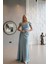 Turkuaz Drape Detaylı Saten Kumaş Abiye Elbise 9704858.14 1