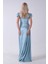 Turkuaz Drape Detaylı Saten Kumaş Abiye Elbise 9704858.14 4