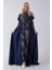 Lacivert Üzeri Taş Işlemeli Bisiklet Yaka Tesettür Elbise 6502502.02 2