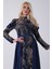 Lacivert Üzeri Taş Işlemeli Bisiklet Yaka Tesettür Elbise 6502502.02 7