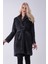 Gri Şal Yaka Çift Cepli Düğme Kapamalı Kemerli Peluş Kaban 0108088.06 7