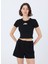 Siyah Kadın Bisiklet Yaka Normal Kalıp T-Shirt 50539132 1