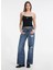 Yüksek Bel Geniş Paça Relaxed Lacivert Kadın Denim Pantolon Guess Jeans Kadın Relaxed Fit Jean 1