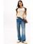 Yüksek Bel Düz Paça Loose Fit Mavi Kadın Denim Pantolon WW0WW471511A5 1