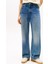 Yüksek Bel Düz Paça Loose Fit Mavi Kadın Denim Pantolon WW0WW471511A5 2