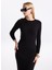 Klasik Yaka Düz Siyah Uzun Elbise Onlkatıa Ls Maxı Boatn Dress cc Knt 4